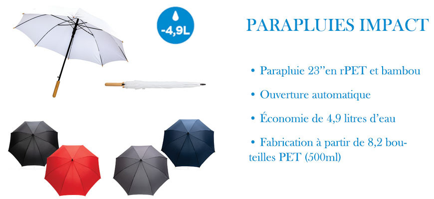 Parapluies écoresponsables fabriqués à partir de bouteilles de plastique